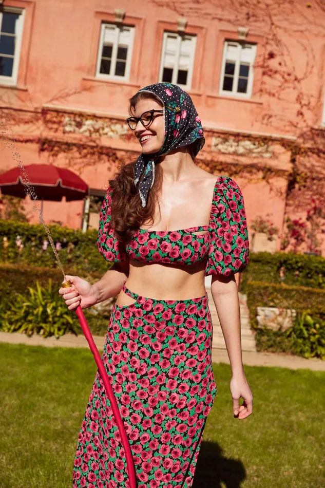 Women Barolo Midi Skirt Red For Love and Lemons Bottoms Women Barolo Midi Skirt Red For Love and Lemons Bottoms