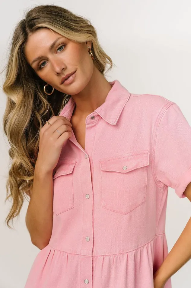 Women Belmont Denim Midi Dress Pink Baltic Born Midi Dresses