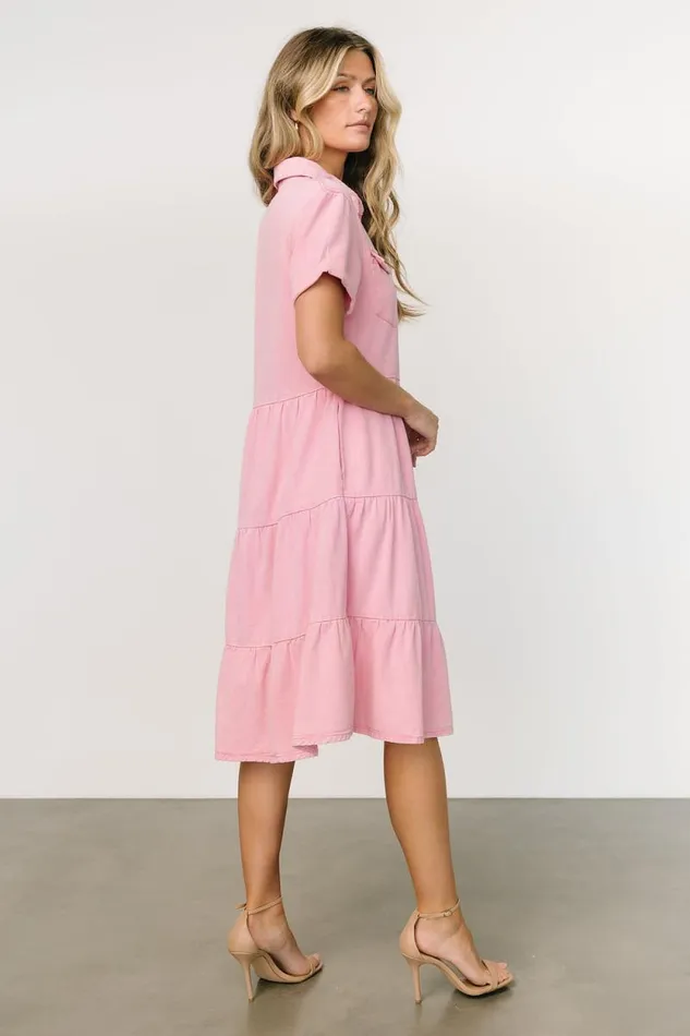 Women Belmont Denim Midi Dress Pink Baltic Born Midi Dresses