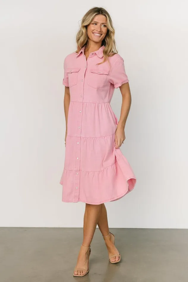 Women Belmont Denim Midi Dress Pink Baltic Born Midi Dresses