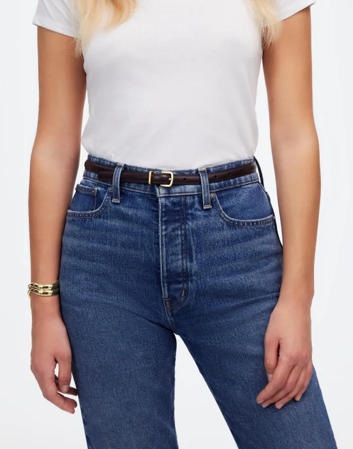 Women Belts Madewell The Essential Skinny Leather Belt Dark Carob