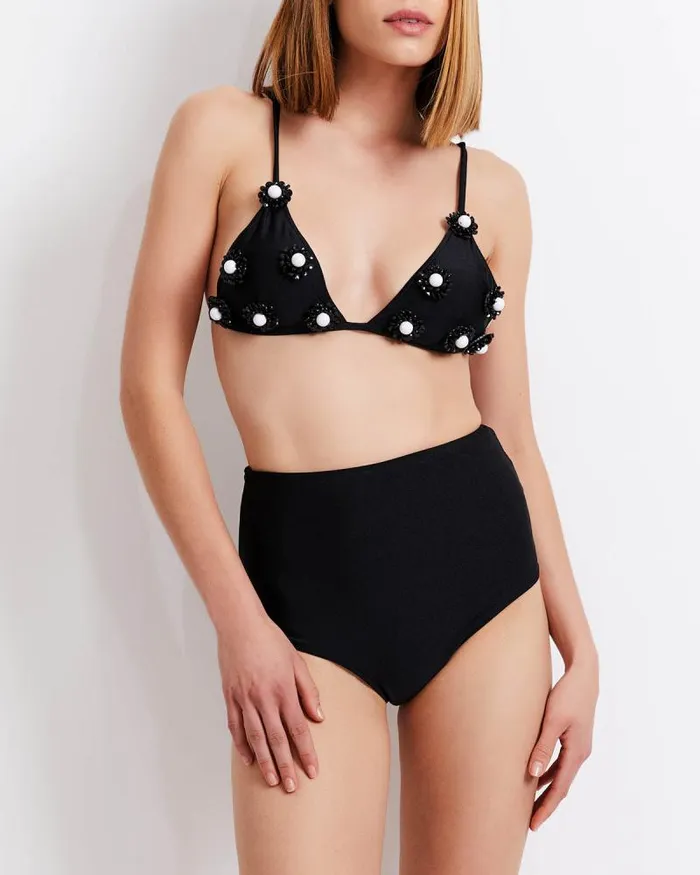 Women Bikinis PatBO High Waist Bikini Bottom FINAL SALE Black