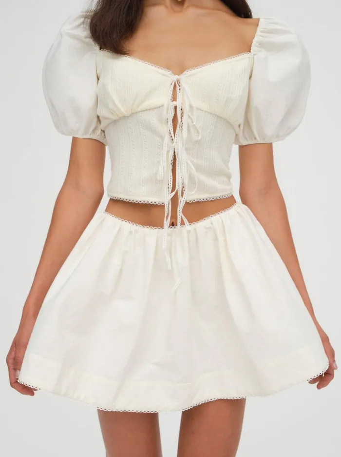 Women Billie Pointelle Top Ivory For Love and Lemons Tops