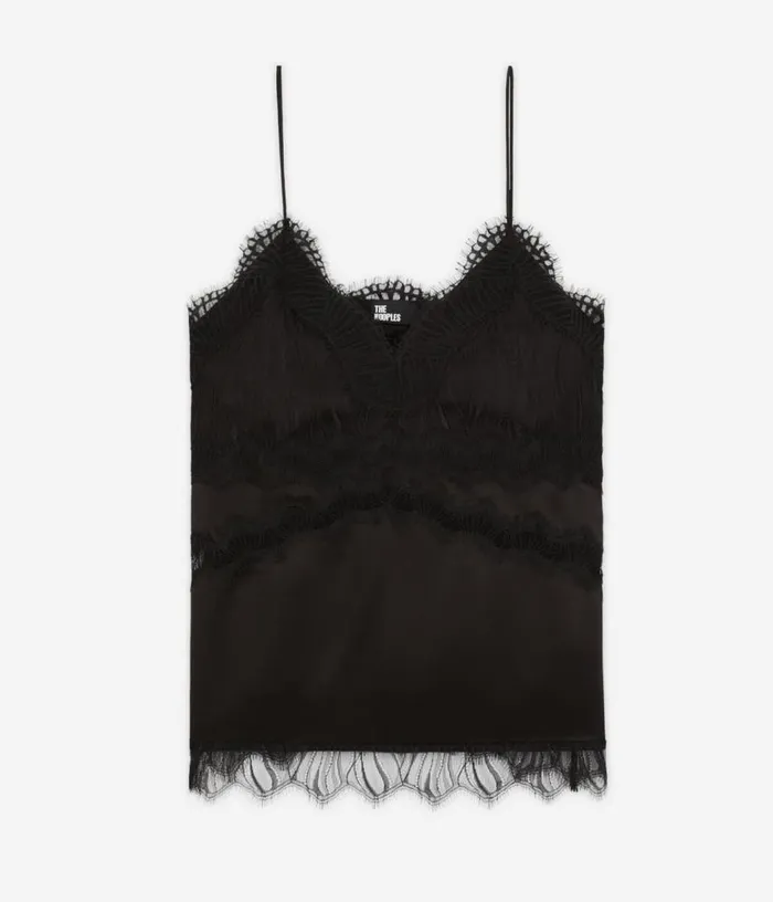 Women Black Camisole With Lace Details THE KOOPLES Blouses and Shirts