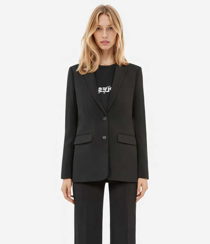 Women Black Crecircpe Suit Jacket Straight Cut THE KOOPLES Blazers and Suits
