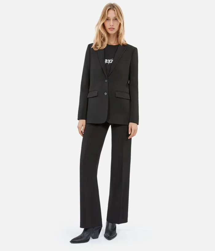 Women Black Crecircpe Suit Jacket Straight Cut THE KOOPLES Blazers and Suits