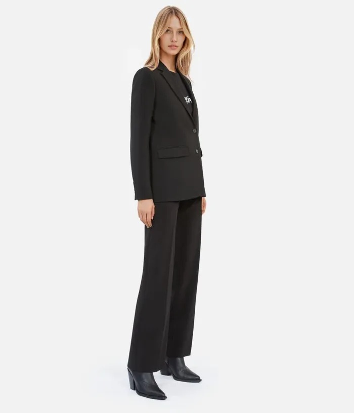 Women Black Crecircpe Suit Jacket Straight Cut THE KOOPLES Blazers and Suits