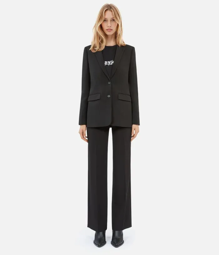 Women Black Crecircpe Suit Jacket Straight Cut THE KOOPLES Blazers and Suits