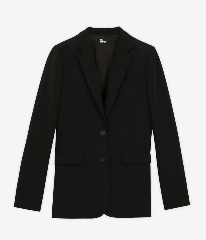 Women Black Crecircpe Suit Jacket Straight Cut THE KOOPLES Blazers and Suits