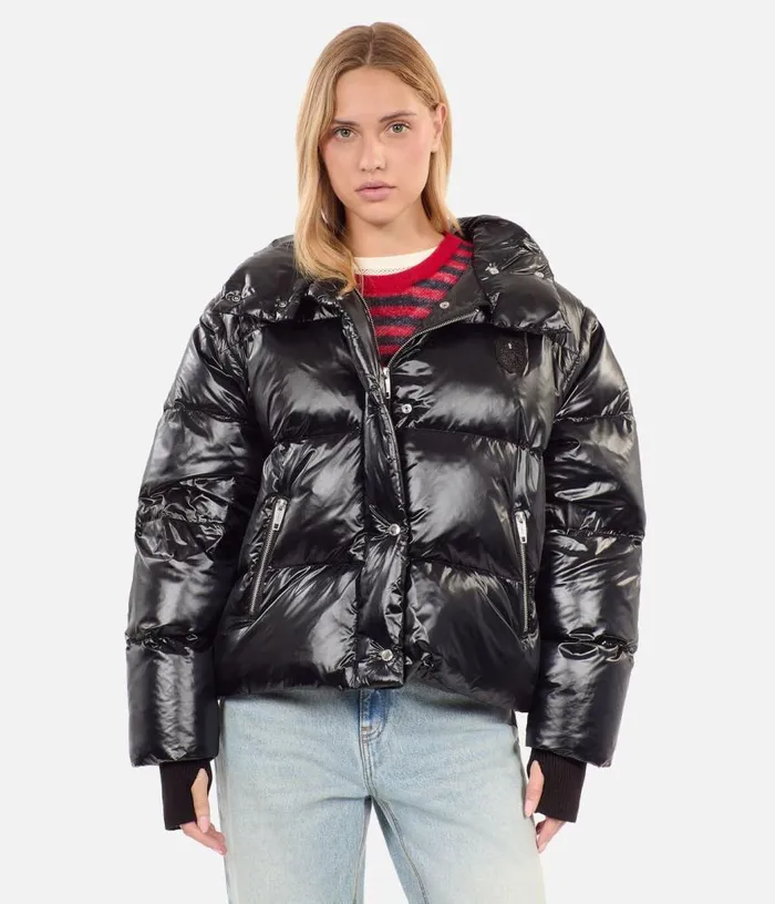 Women Black Down Jacket With Detachable Sleeves THE KOOPLES Coats and Jackets