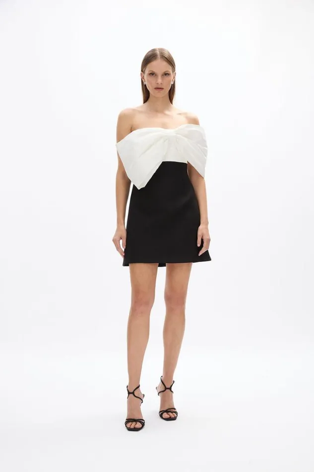 Women Black Dresses Rachel Gilbert Kace Mini In BlackIvory