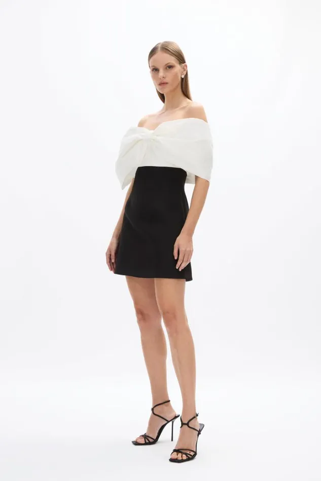 Women Black Dresses Rachel Gilbert Kace Mini In BlackIvory Women Black Dresses Rachel Gilbert Kace Mini In BlackIvory