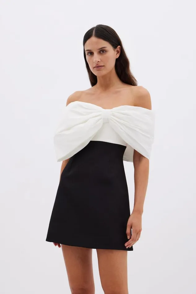 Women Black Dresses Rachel Gilbert Kace Mini In BlackIvory Women Black Dresses Rachel Gilbert Kace Mini In BlackIvory