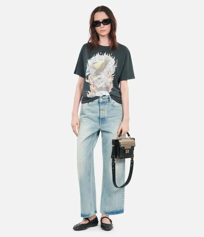 Women Black Eagles On Fire Serigraphy Tshirt THE KOOPLES Tshirts