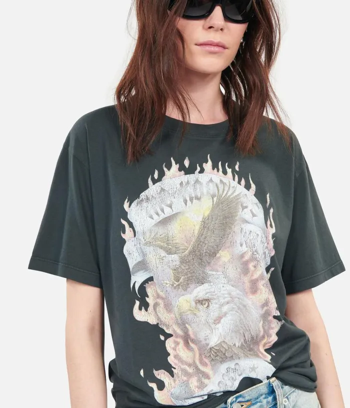 Women Black Eagles On Fire Serigraphy Tshirt THE KOOPLES Tshirts
