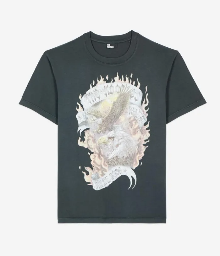 Women Black Eagles On Fire Serigraphy Tshirt THE KOOPLES Tshirts