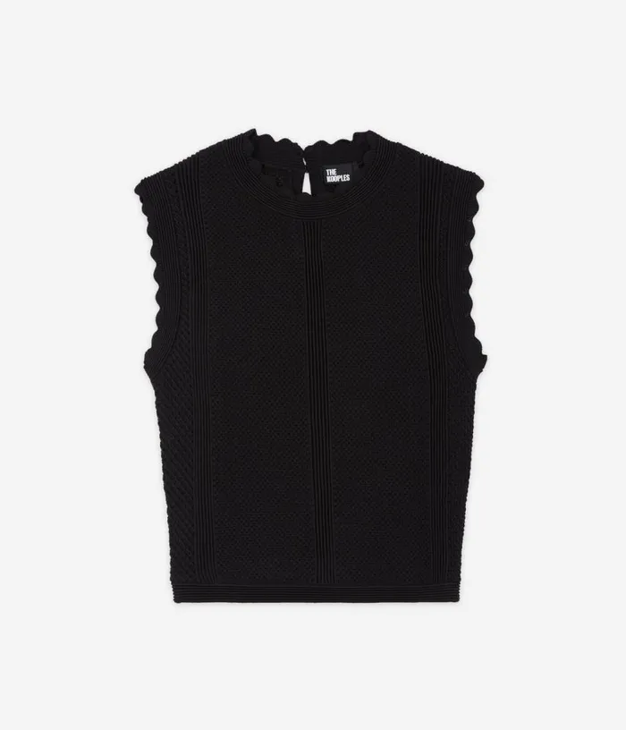 Women Black Openwork Knit Top THE KOOPLES Blouses and Shirts