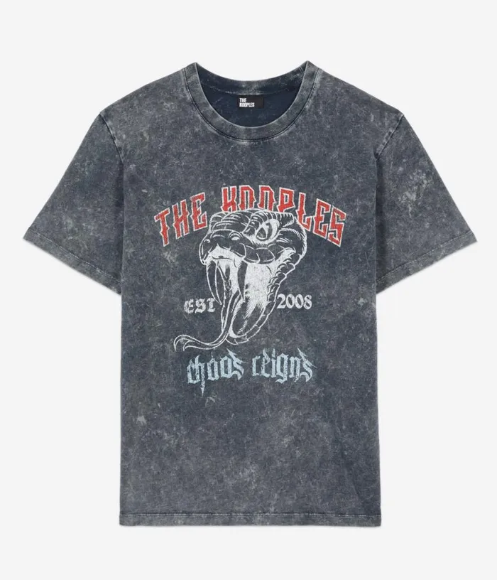 Women Black Tshirt With Snake Serigraphy THE KOOPLES Tshirts