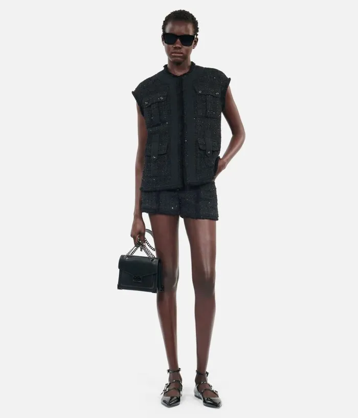Women Black Tweed Sleeveless Jacket THE KOOPLES Blazers and Suits
