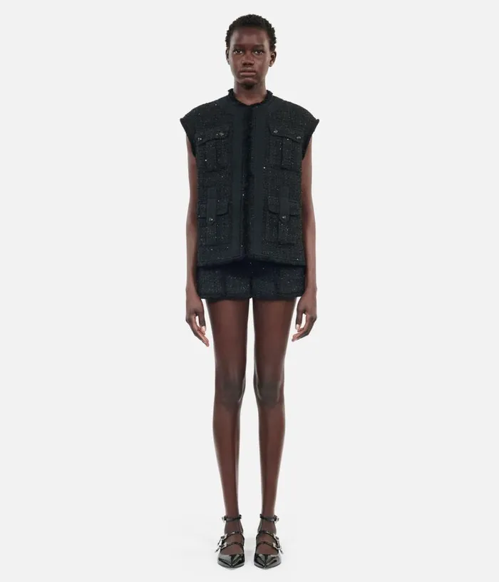 Women Black Tweed Sleeveless Jacket THE KOOPLES Blazers and Suits