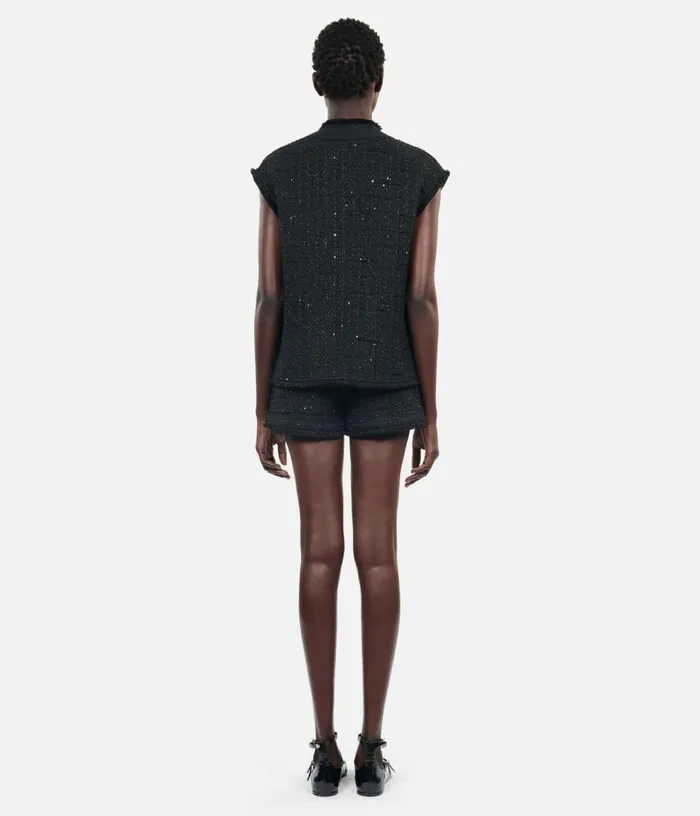 Women Black Tweed Sleeveless Jacket THE KOOPLES Blazers and Suits