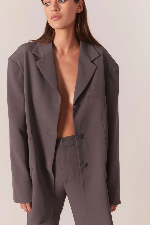 Women Blazers Bardot Akia Oversized Blazer In Charcoal Charcoal