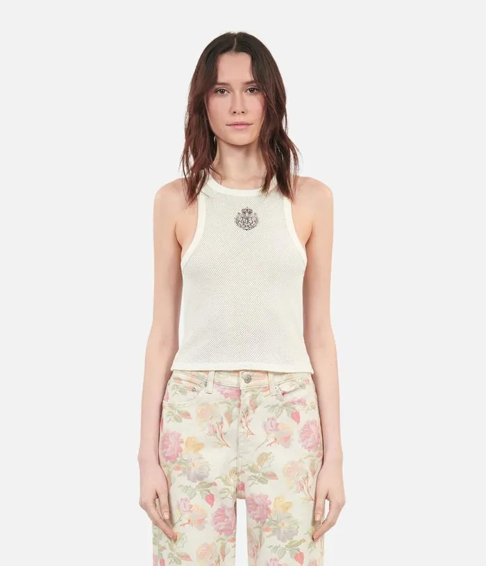 Women Blazon Ecru Tank Top THE KOOPLES Tshirts