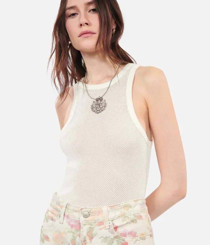 Women Blazon Ecru Tank Top THE KOOPLES Tshirts