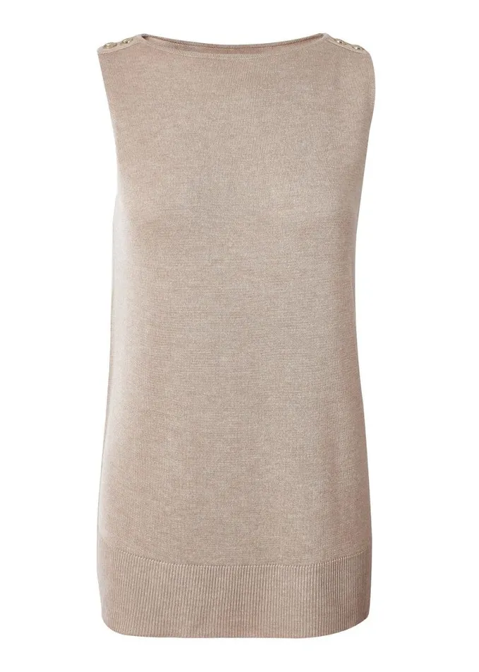 Women Boat Neck Vest Camel Holland Cooper Tops Women Boat Neck Vest Camel Holland Cooper Tops