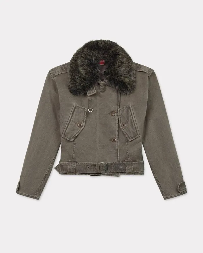 Women Bomber Jacket In Cotton Canvas Taupe Kenzo Jackets And Coats