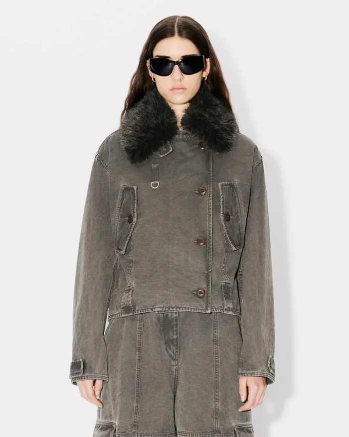 Women Bomber Jacket In Cotton Canvas Taupe Kenzo Jackets And Coats