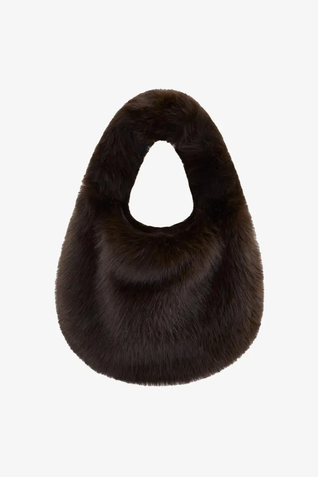 Women BONNIE Faux Fur Hobo Bag Mahogany LAMARQUE Bags