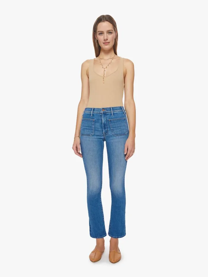 Women Bootcut Mother Denim The Patch Pocket Insider Ankle Medium Blue