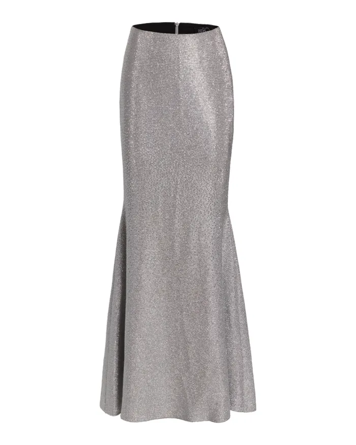 Women Bottoms PatBO Crystal Embellished Maxi Skirt FINAL SALE Silver