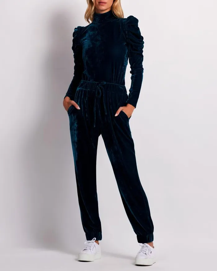 Women Bottoms PatBO Luxe Velvet Jogger FINAL SALE Azure