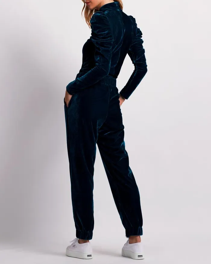 Women Bottoms PatBO Luxe Velvet Jogger FINAL SALE Azure