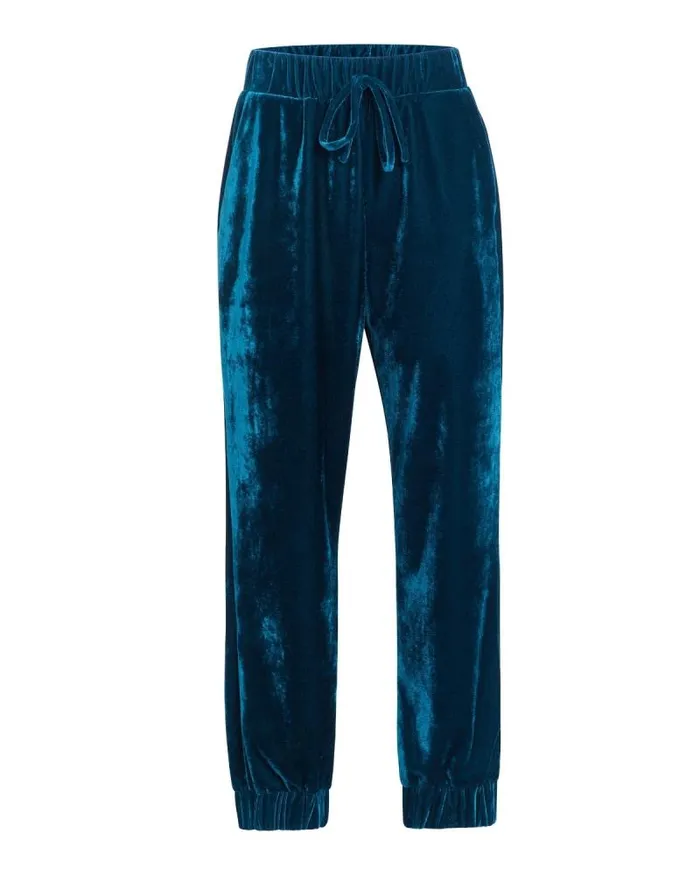 Women Bottoms PatBO Luxe Velvet Jogger FINAL SALE Azure