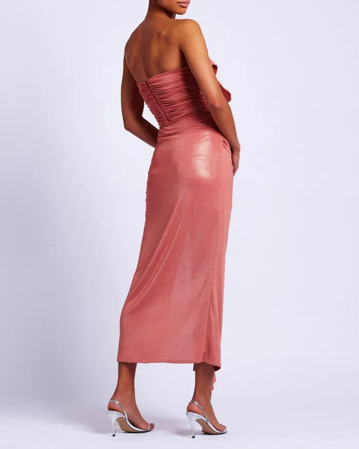 Women Bottoms PatBO Metallic Jersey Midi Skirt Terracotta