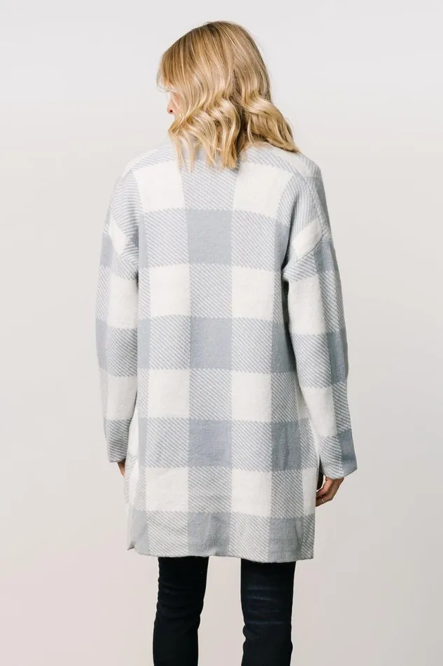 Women Bowen Gingham Cardigan Dusty Blue Baltic Born Sweaters