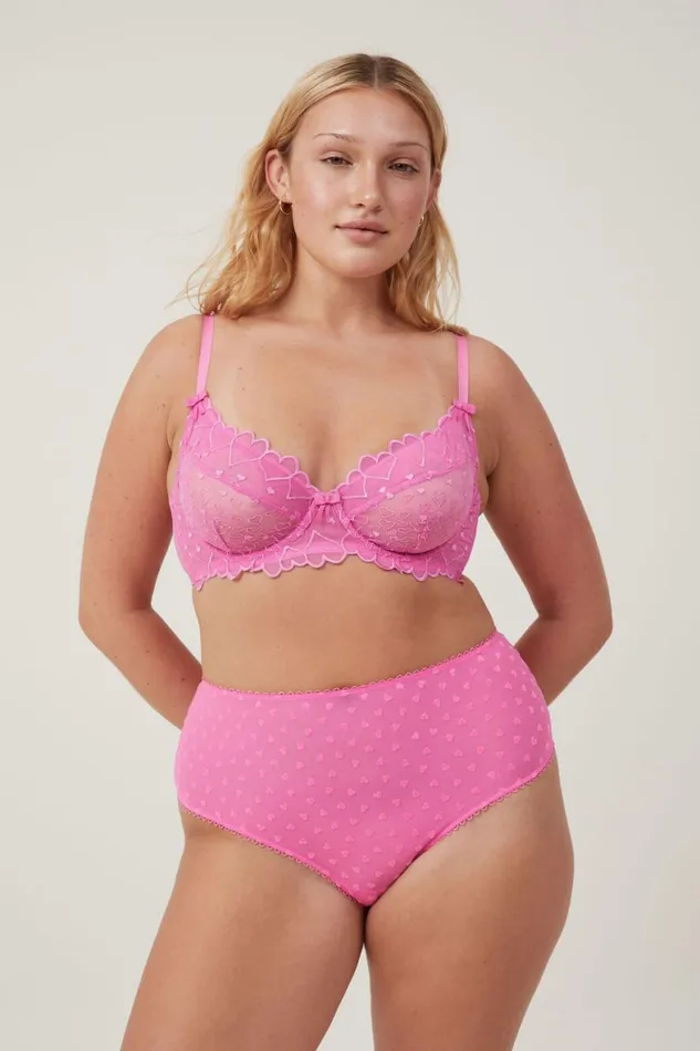 Women Bras Cotton On Sasha Embroidery Mesh Underwire Bra Cupids Kiss