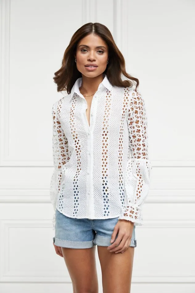 Women Broderie Lace Shirt White Holland Cooper Shirts and Blouses Women Broderie Lace Shirt White Holland Cooper Shirts and Blouses