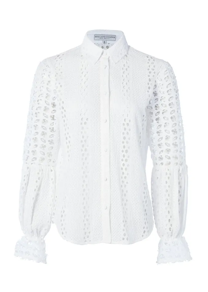 Women Broderie Lace Shirt White Holland Cooper Shirts and Blouses Women Broderie Lace Shirt White Holland Cooper Shirts and Blouses