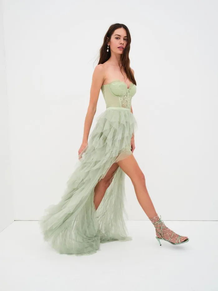 Women Bustier Gown Green For Love and Lemons Dresses