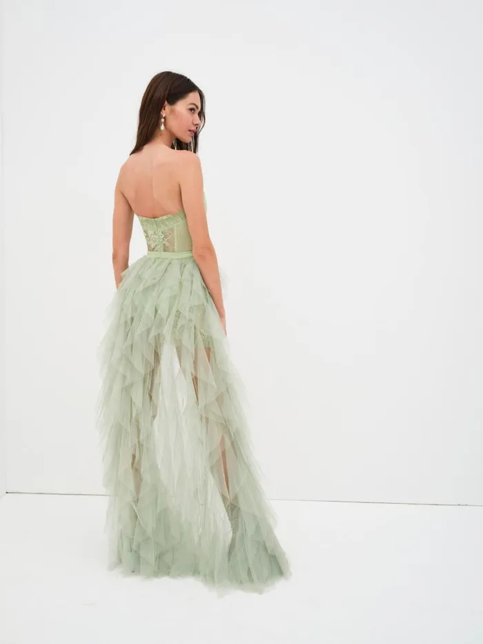 Women Bustier Gown Green For Love and Lemons Dresses
