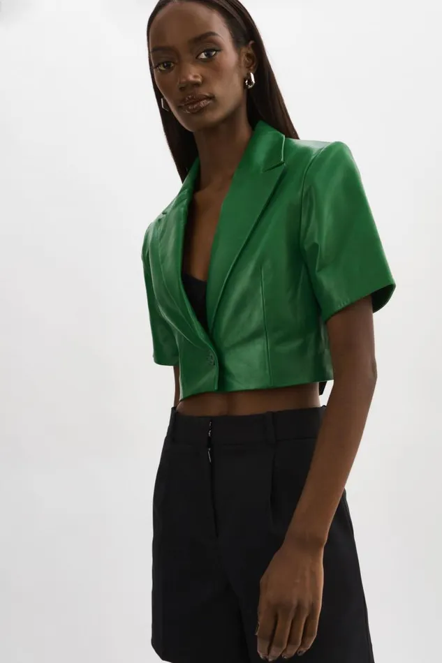 Women CALATEA Short Sleeve Blazer Vibrant Green LAMARQUE Blazers