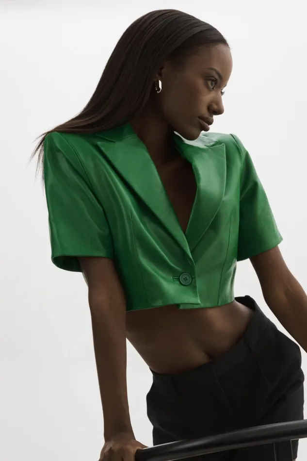 Women CALATEA Short Sleeve Blazer Vibrant Green LAMARQUE Blazers Women CALATEA Short Sleeve Blazer Vibrant Green LAMARQUE Blazers