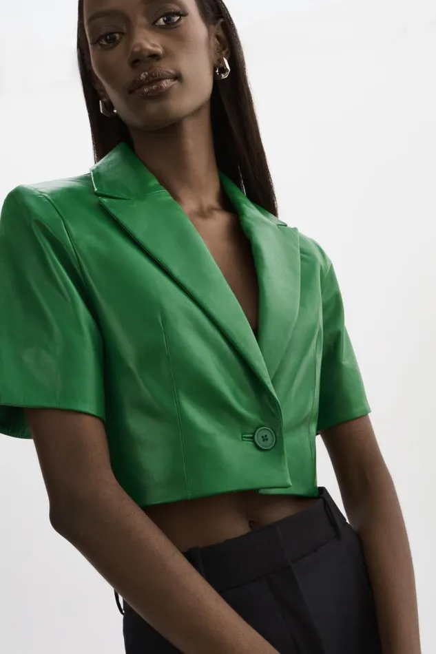 Women CALATEA Short Sleeve Blazer Vibrant Green LAMARQUE Blazers Women CALATEA Short Sleeve Blazer Vibrant Green LAMARQUE Blazers