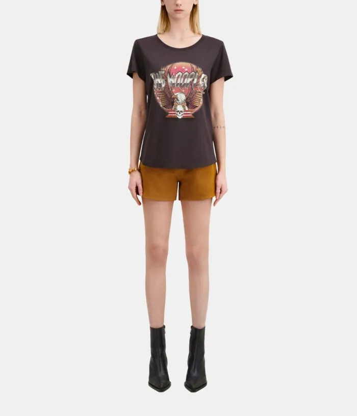 Women Carbon Grey Tshirt With Rock Eagle Serigraphy THE KOOPLES Tshirts