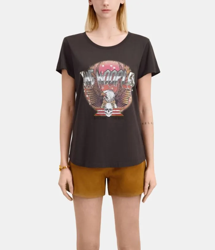 Women Carbon Grey Tshirt With Rock Eagle Serigraphy THE KOOPLES Tshirts