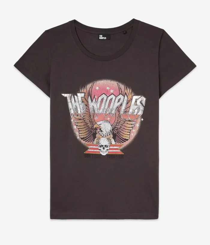 Women Carbon Grey Tshirt With Rock Eagle Serigraphy THE KOOPLES Tshirts